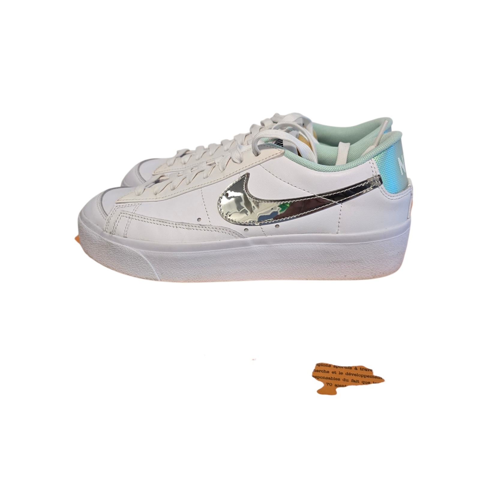 Nike Blazer Low Platform White Metallic Silver Dq7654-100 Womens Size 9 Shoes